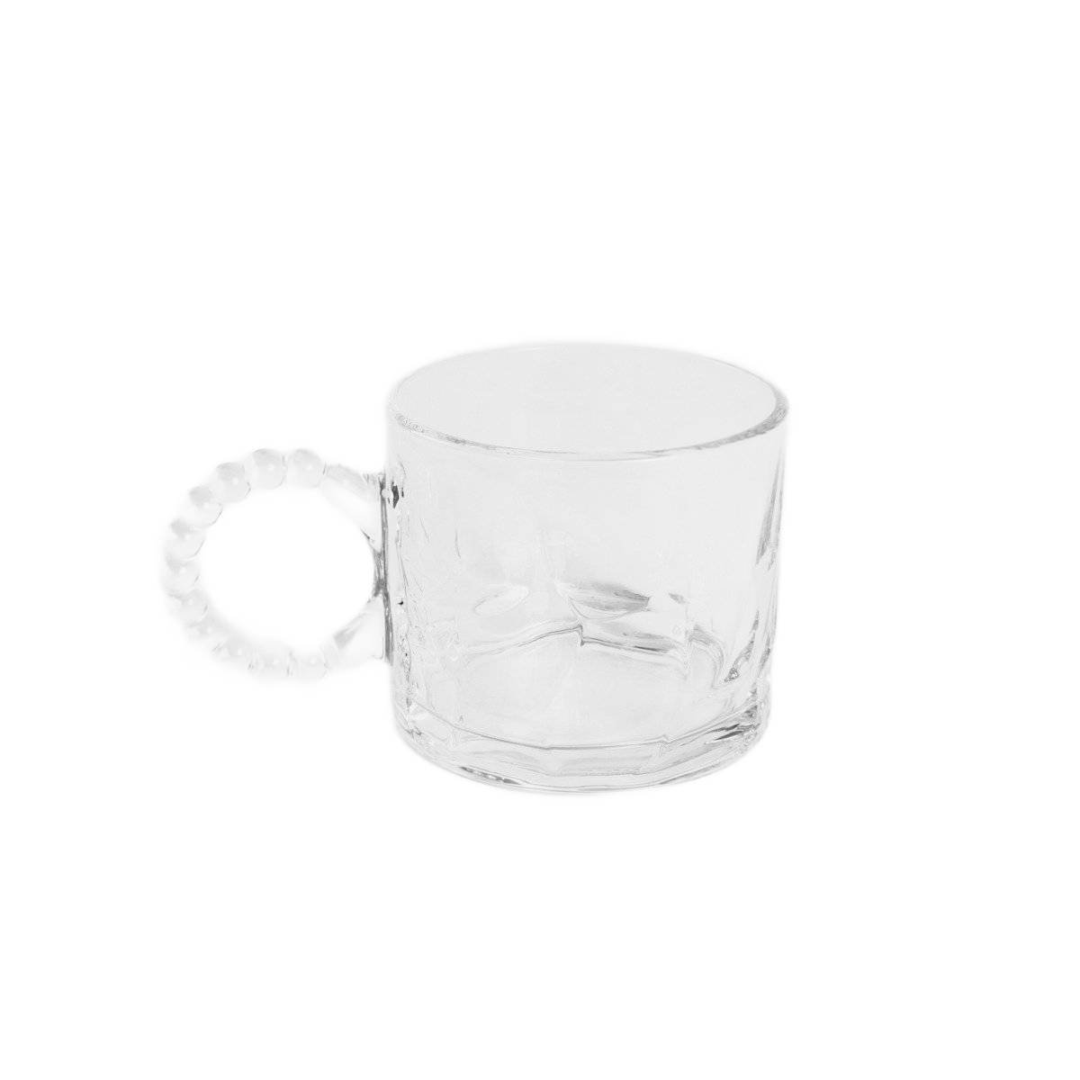 Filiżanka GLASSIC szklana młotkowana z koralikowym uchem 0,3 l HOMLA
