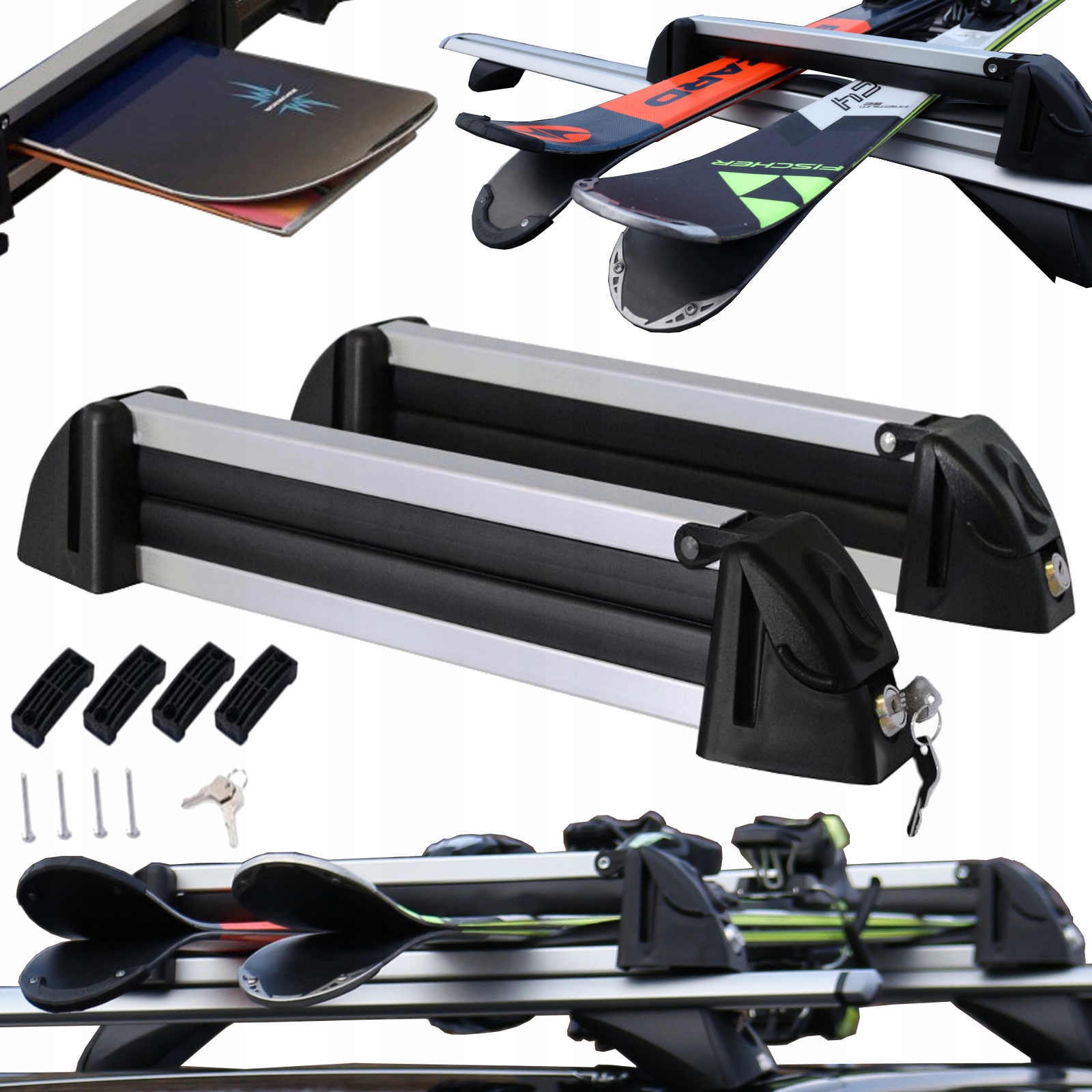 Bagażnik Narciarski Menabo Uchwyt Na Narty 4 pary nart 2 deski snowboardowe