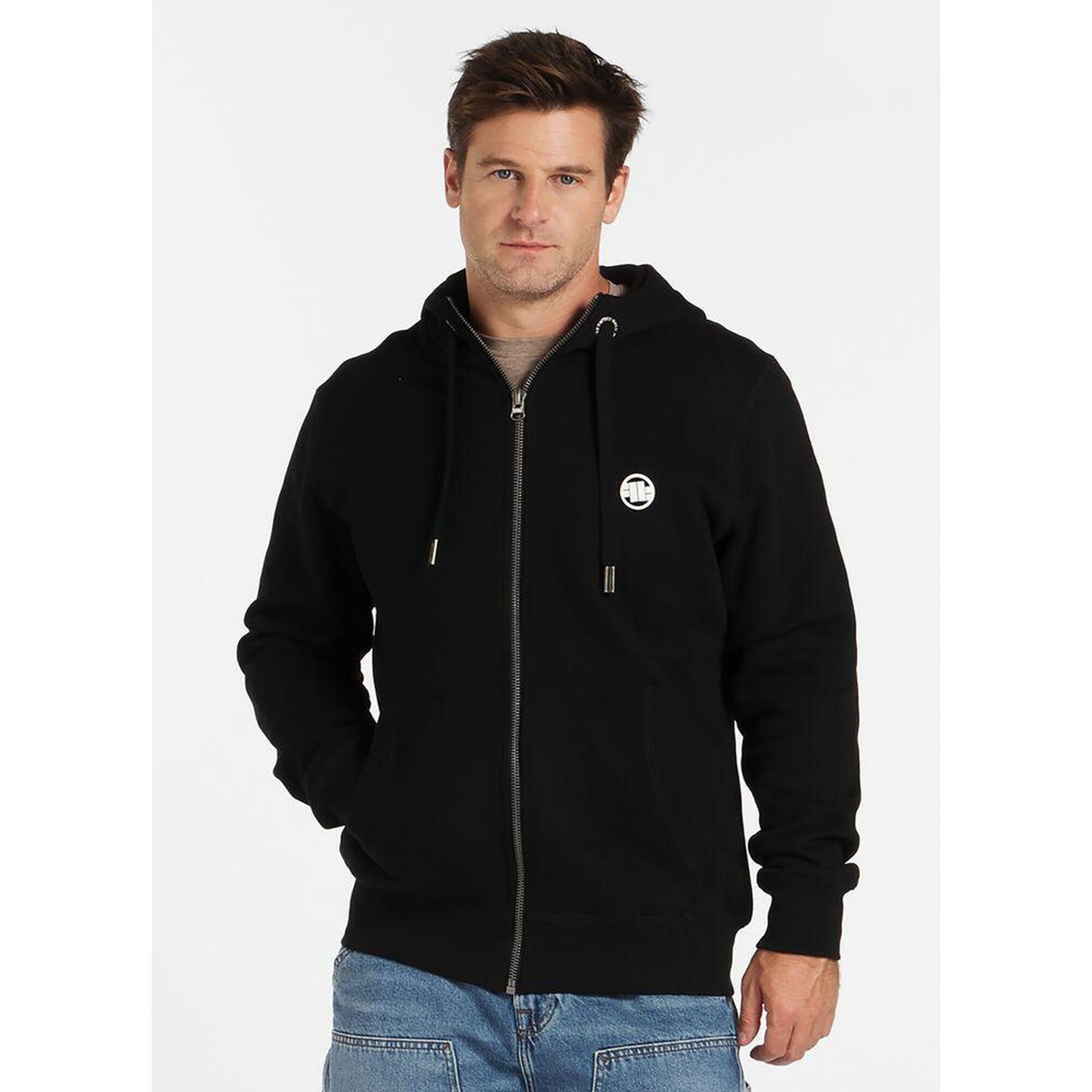 Bluza rozpinana z kapturem Pit Bull New Brushed Fleece Group Small Logo '24 - Czarna S