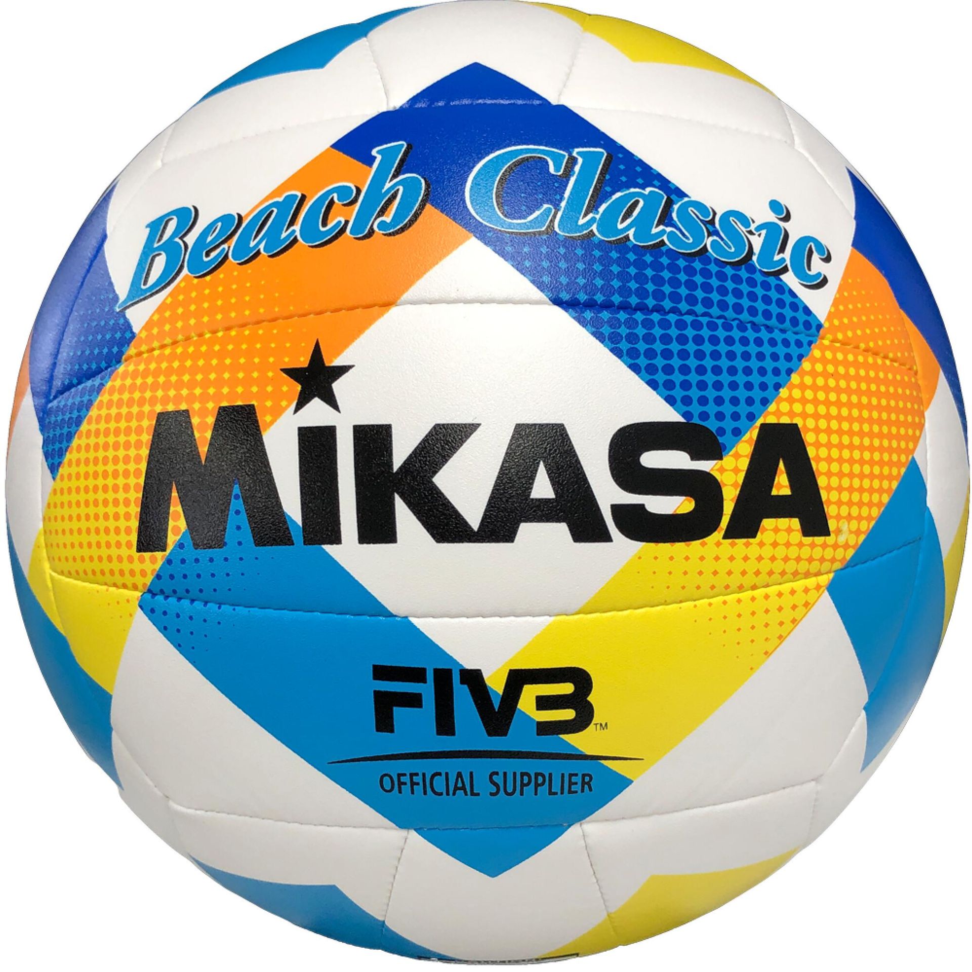 Piłka siatkowa plażowa Mikasa Beach Classic biało-niebiesko-żółta BV543C-VXA-Y