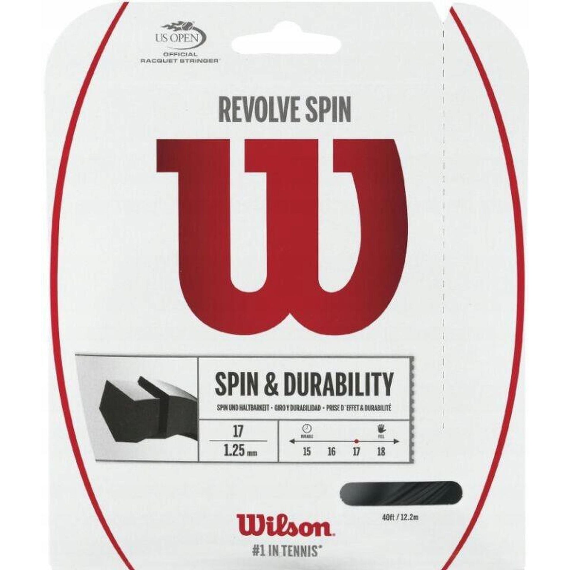 Wilson Revolve Spin Tennis String Set Black 16G