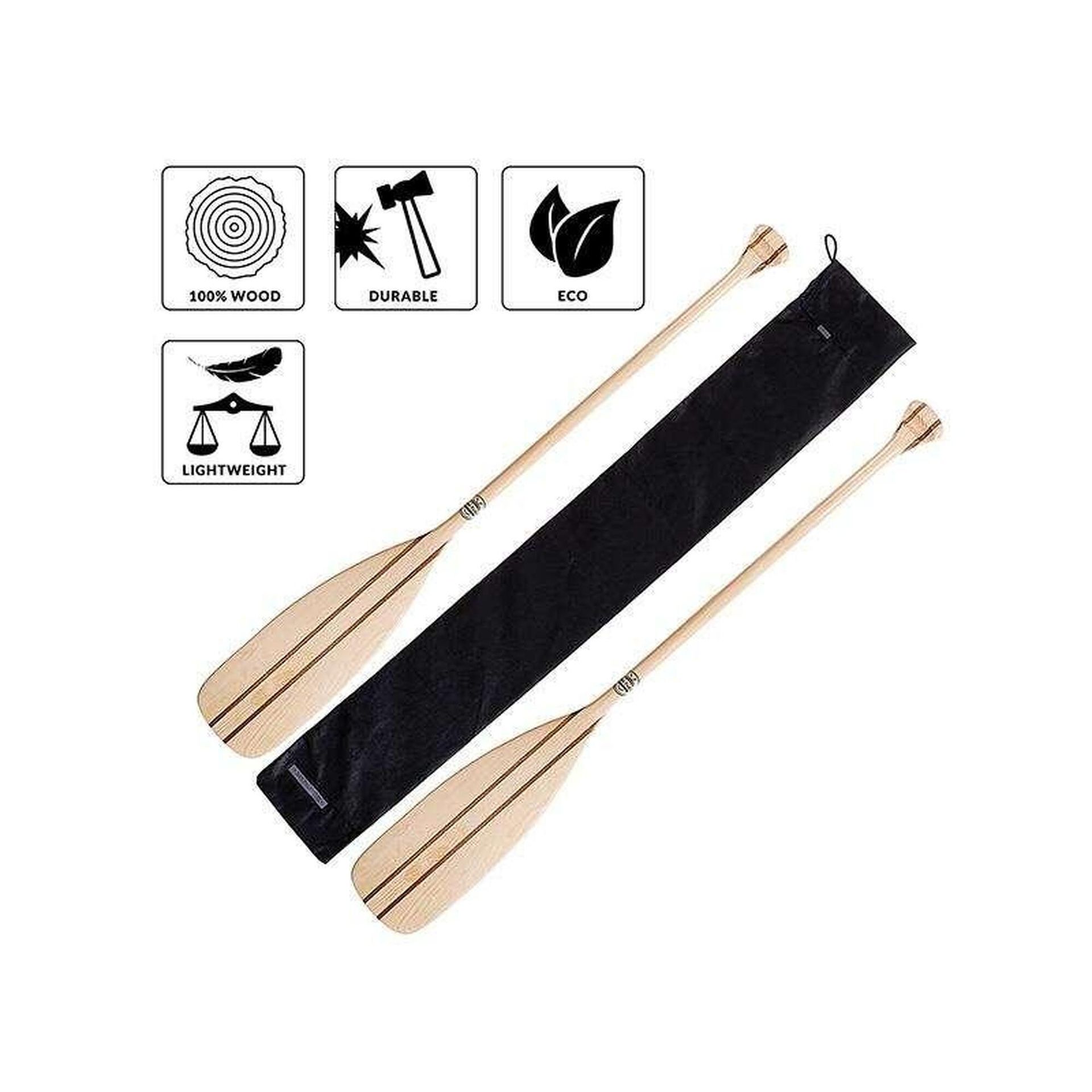 Pagaj Drewniany John Paddle + Pokrowiec Paddle Sleeve (Komplet: 2 Pagaje + 1 Pokrowiec) - 120 Cm