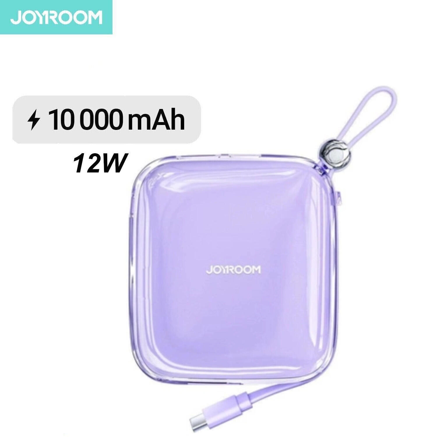 Mały lekki Powerbank 10000mAh USB-C USB-A fioletowy