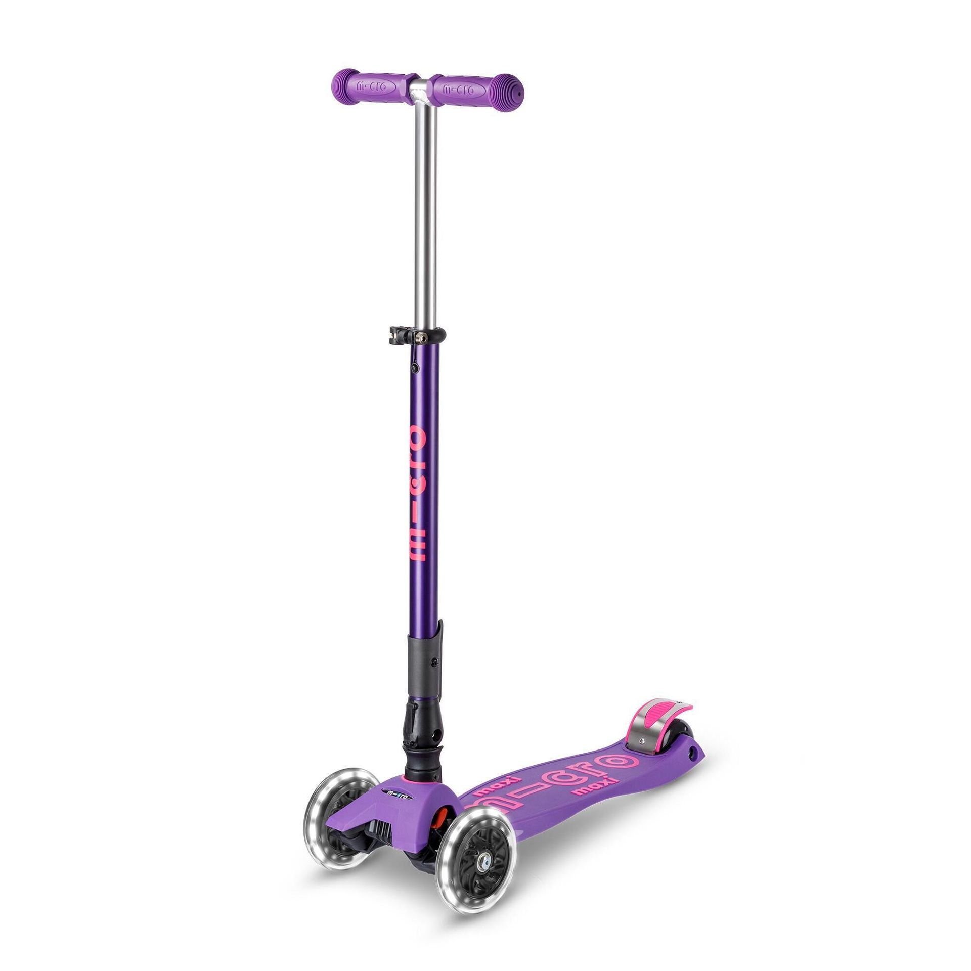 Hulajnoga trójkołowa dziecięca Micro Maxi Deluxe Foldable LED purple