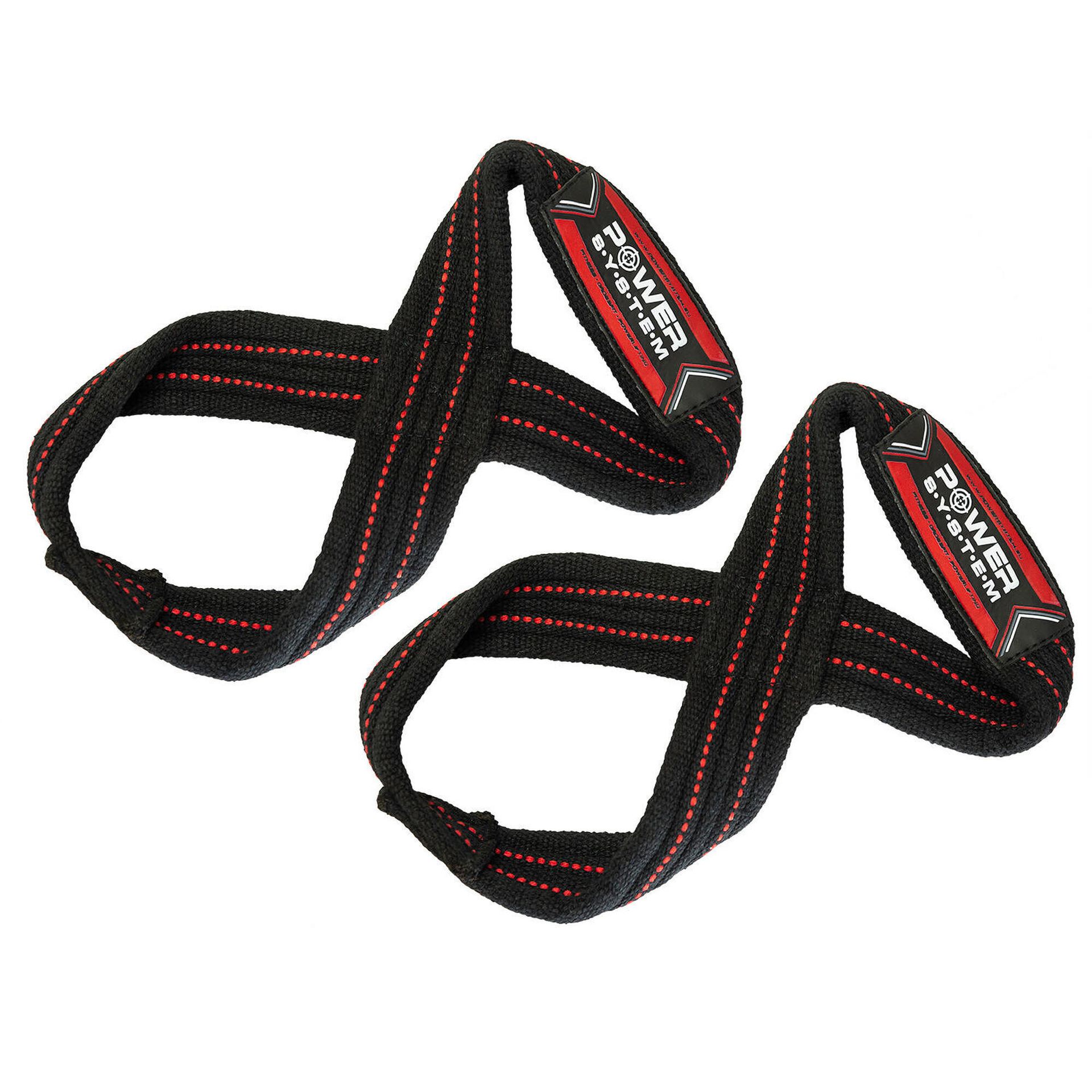 Paski do podnoszenia ciężarów Power System  Lifting Straps Figure 8 Silové Popruhy Trhačky Červené S/M