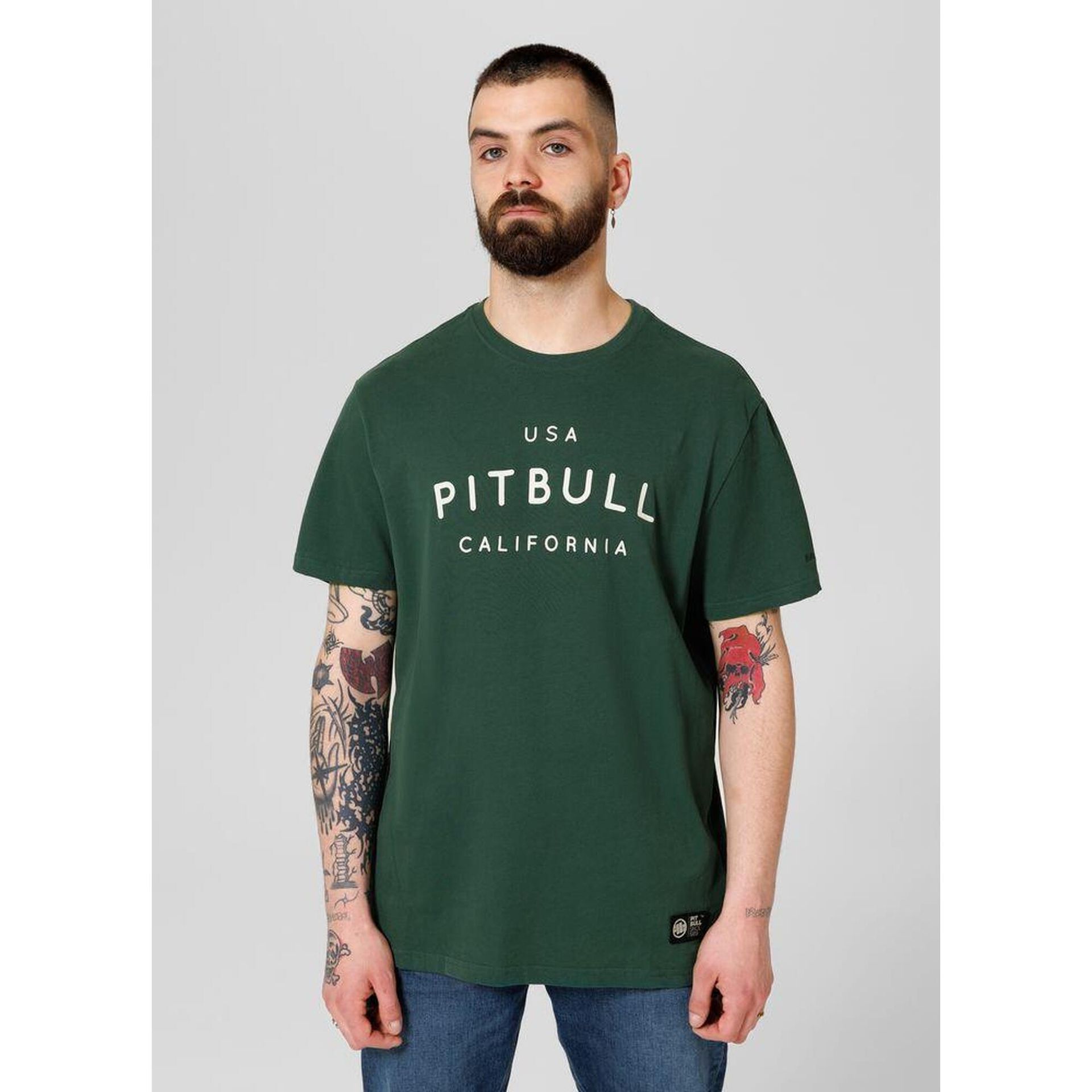 Koszulka Pit Bull Heavy Weight 210 Garment Washed USA Cal '24 - Ciemnozielona M