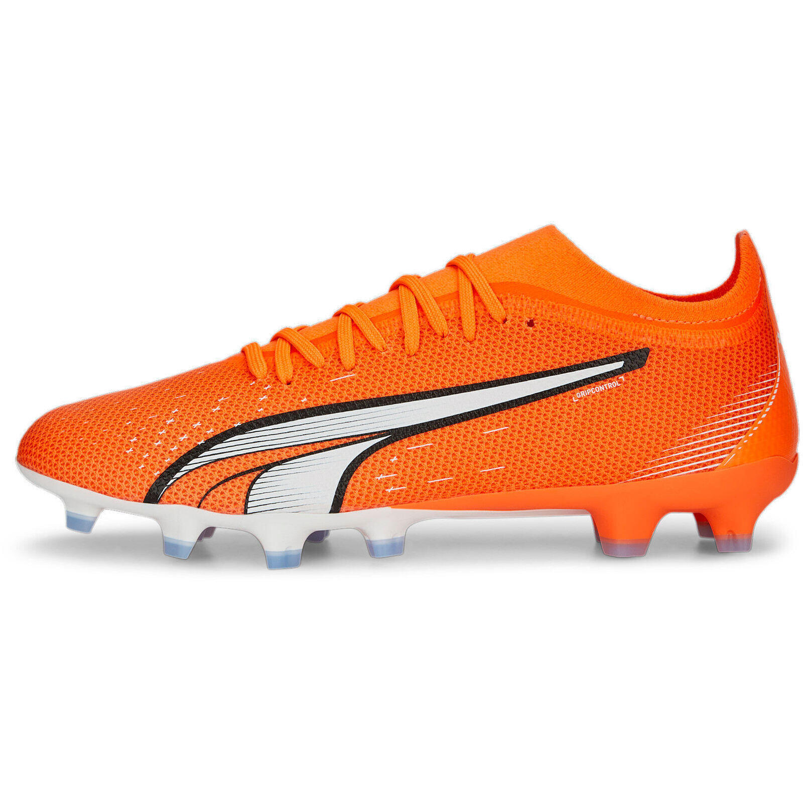 PUMA Męskie buty piłkarskie Match FG/AG, ultra pomarańczowe biało-niebieskie błyszczące, rozmiar 8 UK