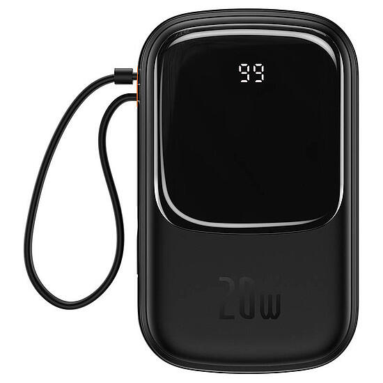 Baseus Qpow Digital Display powerbank z szybkim ładowaniem 20000mAh 20W QC/PD/SCP/FCP z wbudowanym kablem Lightning czarny