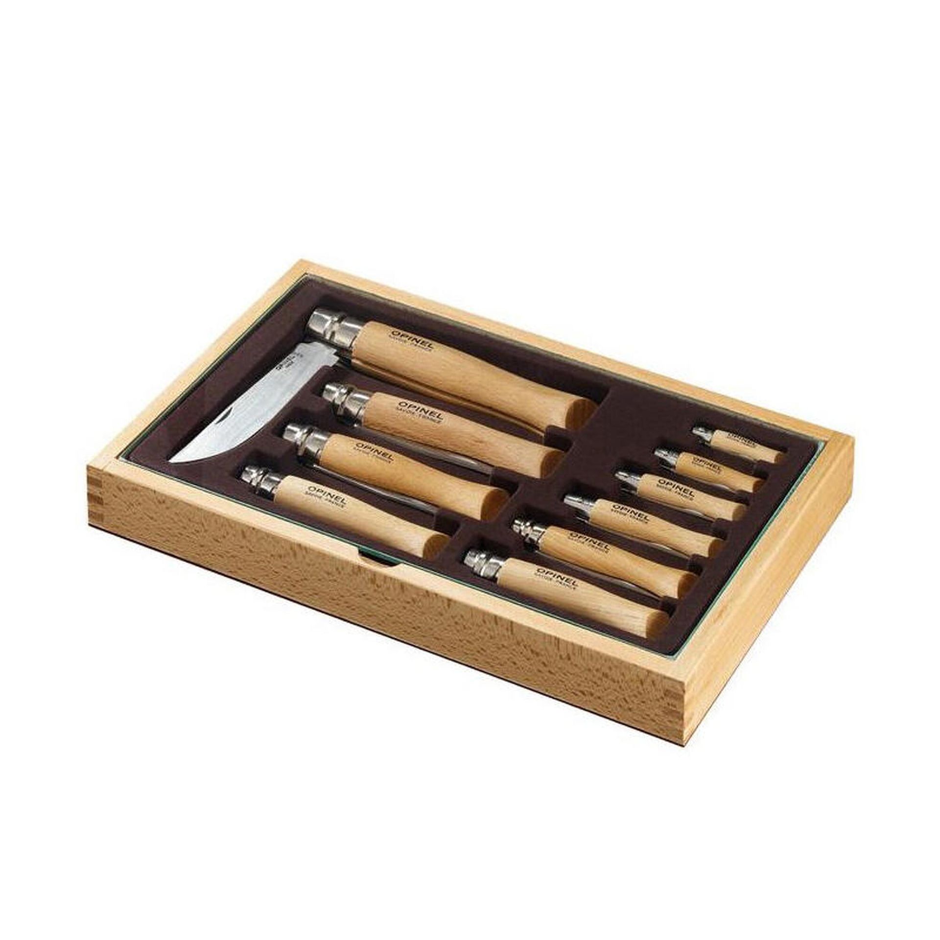 Opinel 10-częściowy. Zestaw noży, stal nierdzewna, wielokolorowa, 4,8 x 31,1 x 30,3 cm OP01314