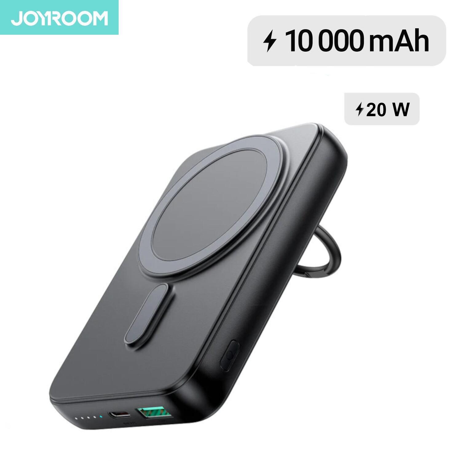 Powerbank bezprzewodowy 10000mAh Joyroom JR-W050 20W MagSafe z ringiem i podstawką - czarny