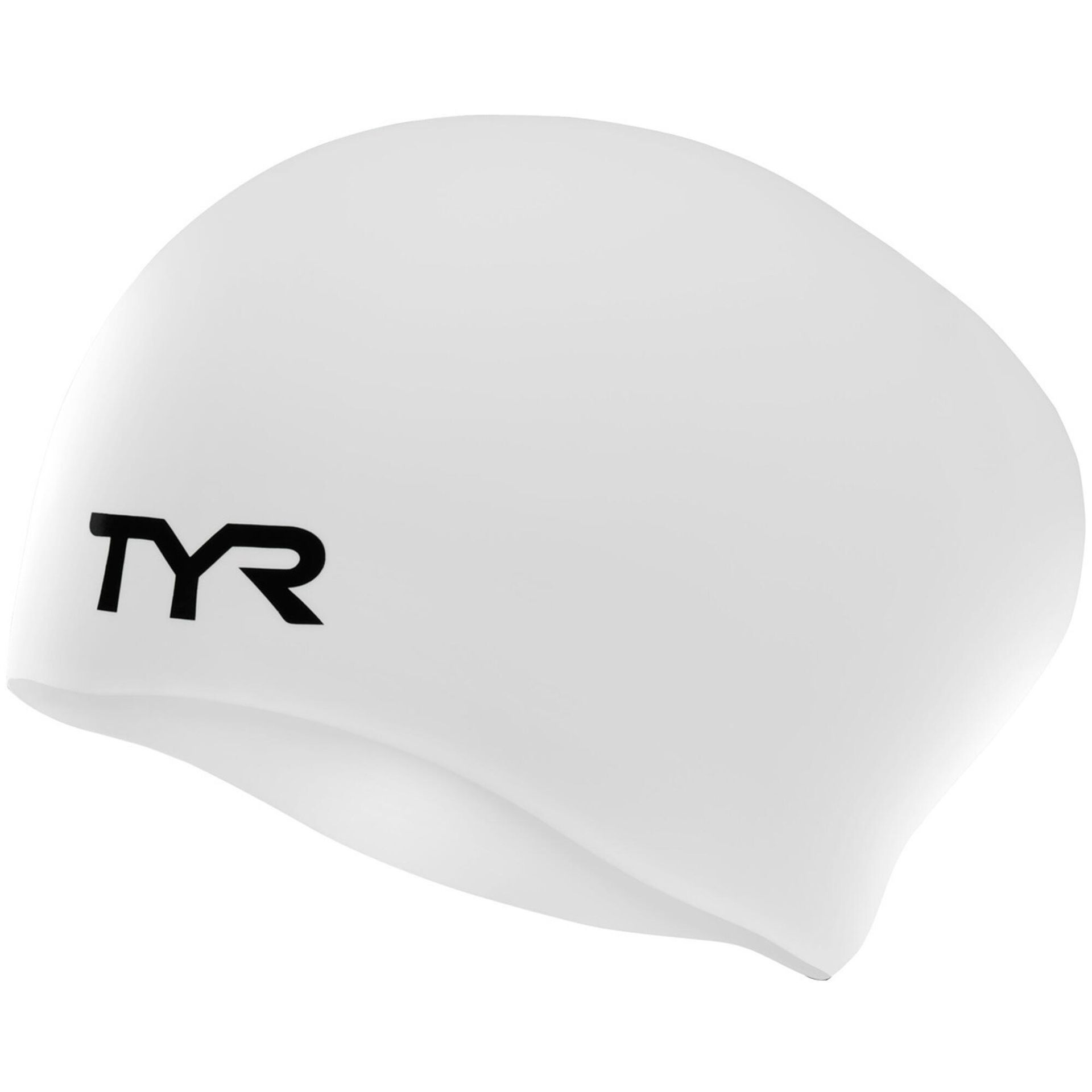 TYR Wrinkle-Free Long Hair Czepek pływacki, white 2020 Czepki pływackie
