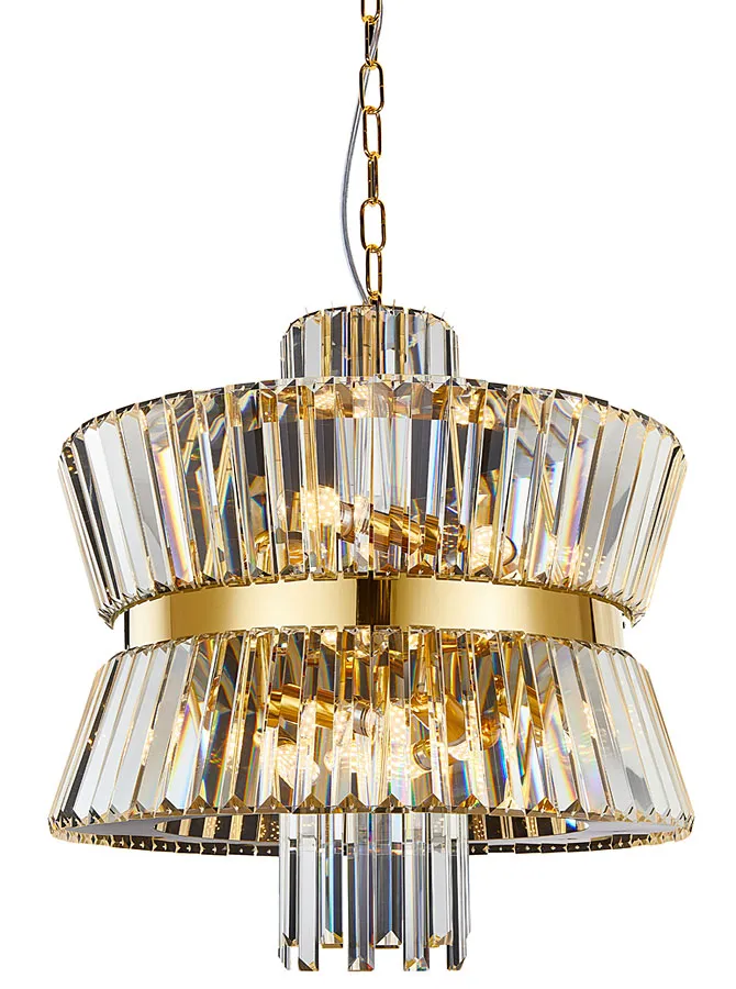 Złoty kryształowy żyrandol w stylu glamour - 5X S005 P4-S21