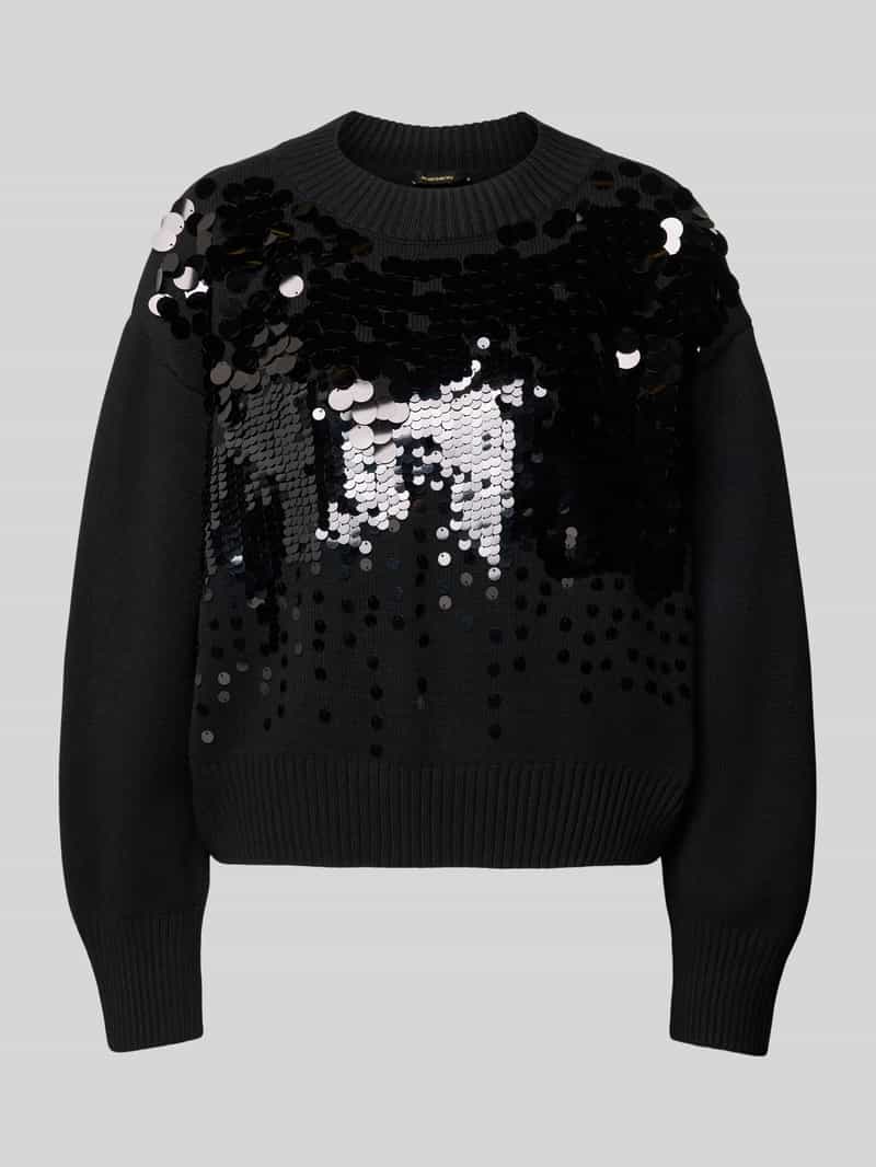 Sweter z dzianiny z cekinowym obszyciem