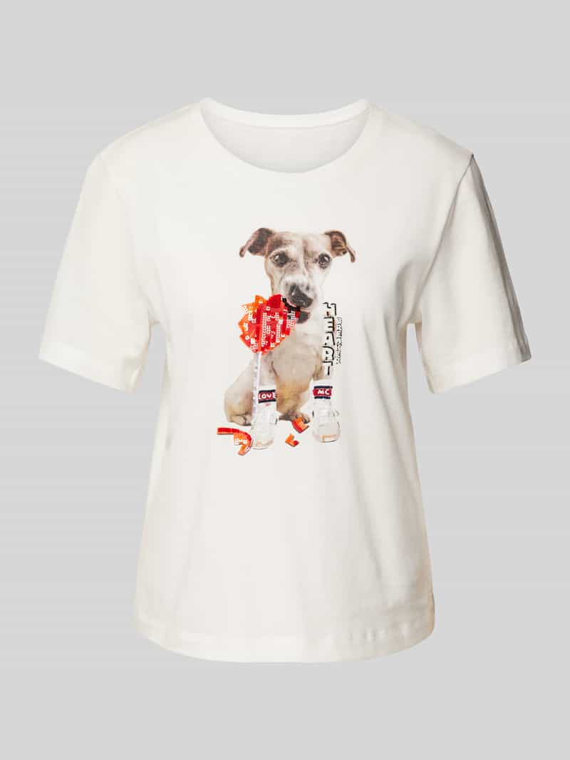 T-shirt z obszyciem cekinami i ozdobnymi kamieniami