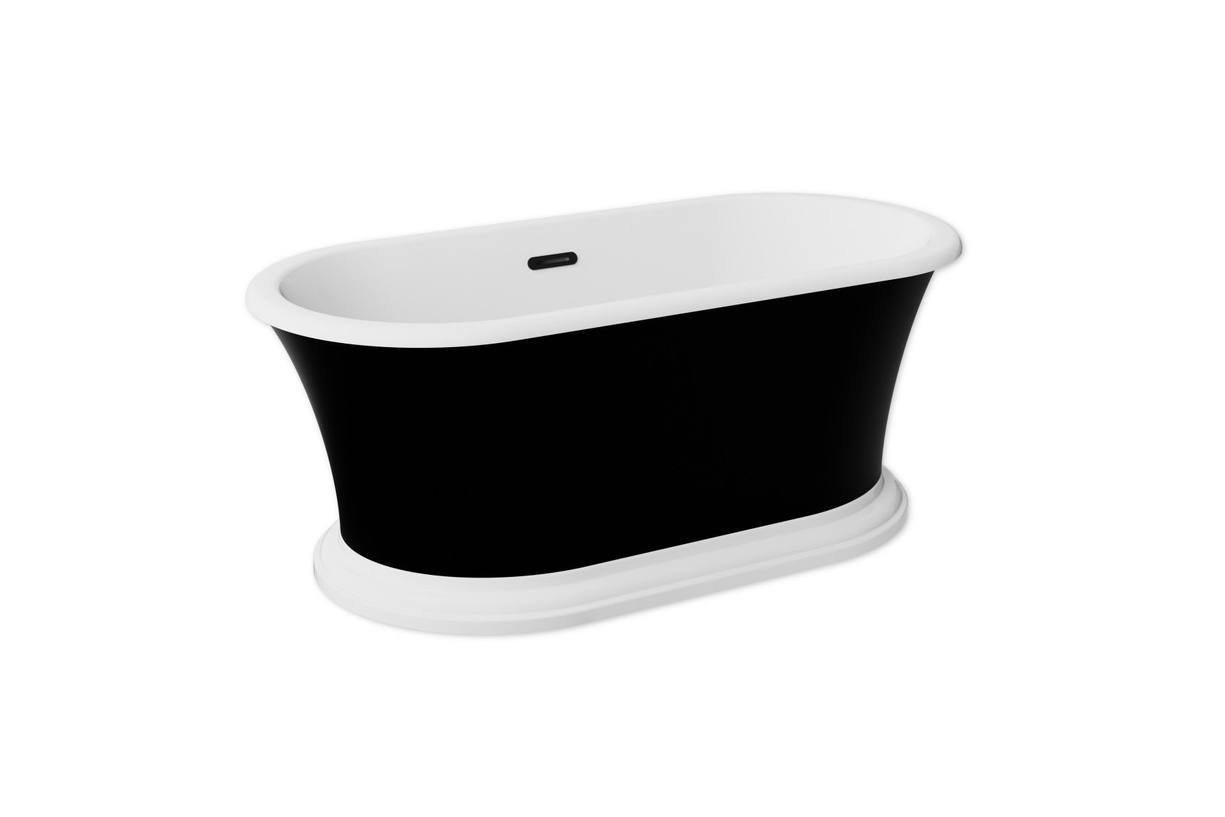 Wanna wolnostojąca Besco Ziva 160x75 cm owalna czarny połysk z przelewem szczelinowym czarny WWA-160ZBSB