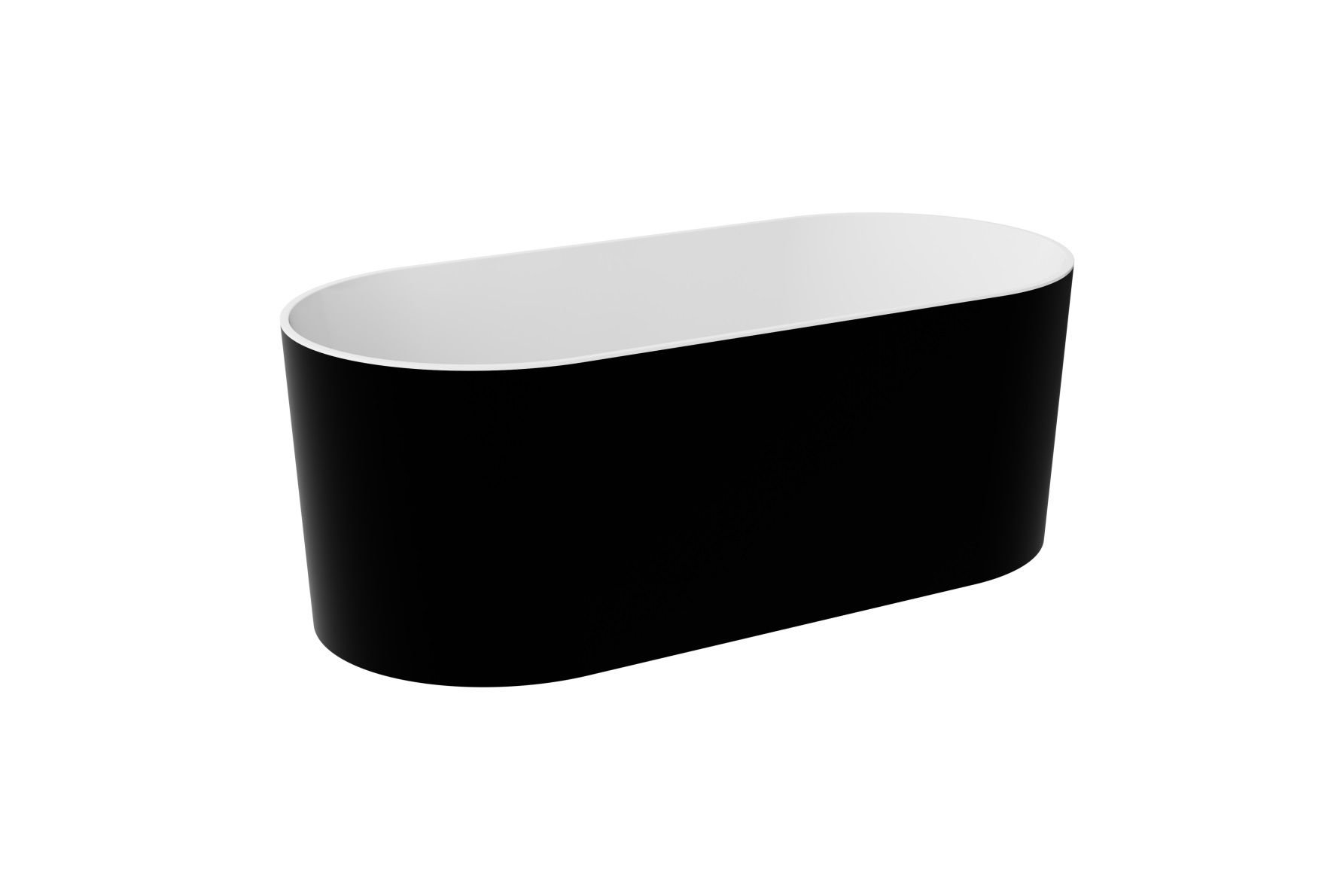 Wanna wolnostojąca Besco Lova 160x74 cm owalna czarny mat odlew klik-klak chrom WMM-160LBKS