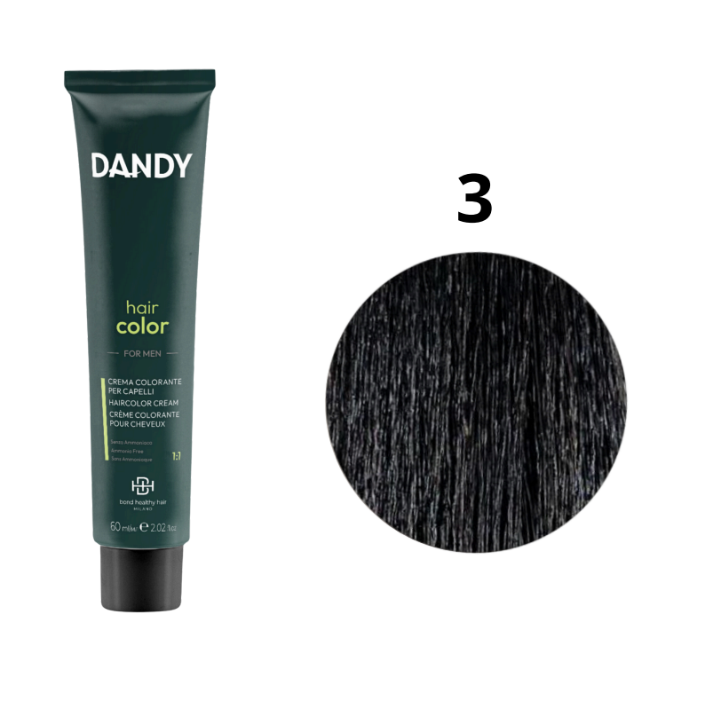 Dandy Hair Color, krem koloryzujący Cover 3, ciemny brąz, 60ml