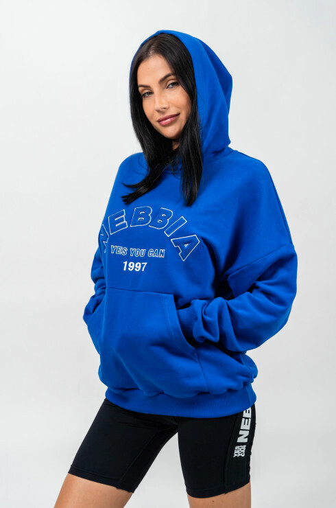 Bluza damska Nebbia GYM RAT Branded Oversized Hoodie blue XS