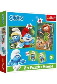 Puzzle 2w1 + memos Wesołe zabawy Smerfów TREFL