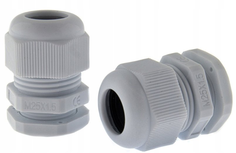 DŁAWIK KABLOWY Z NEKRĘTKĄ M25 10szt SZARY