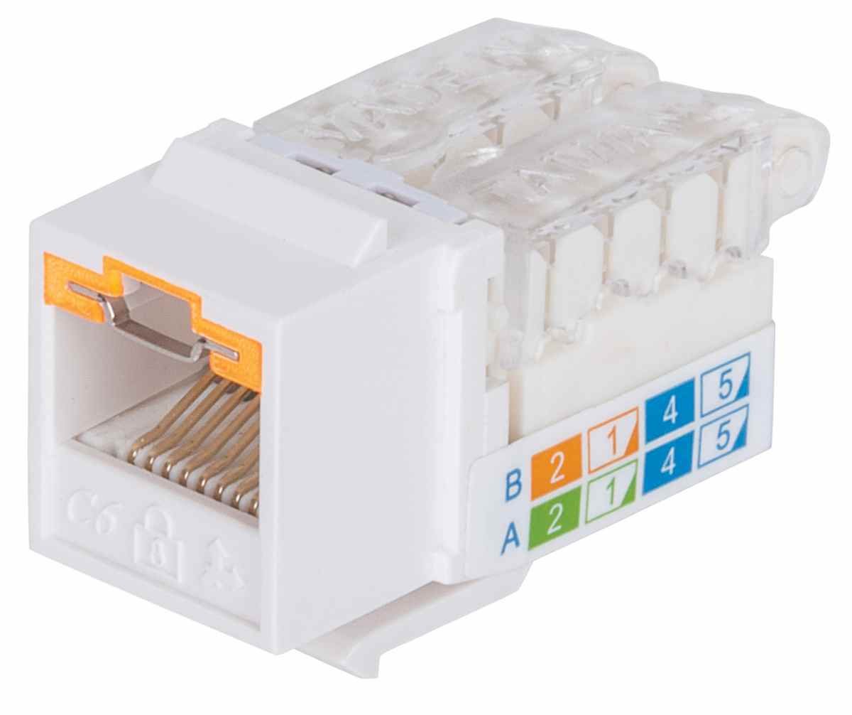 Intellinet Moduł Keystone RJ45 Cat6 UTP z funkcją blokady portu, biały