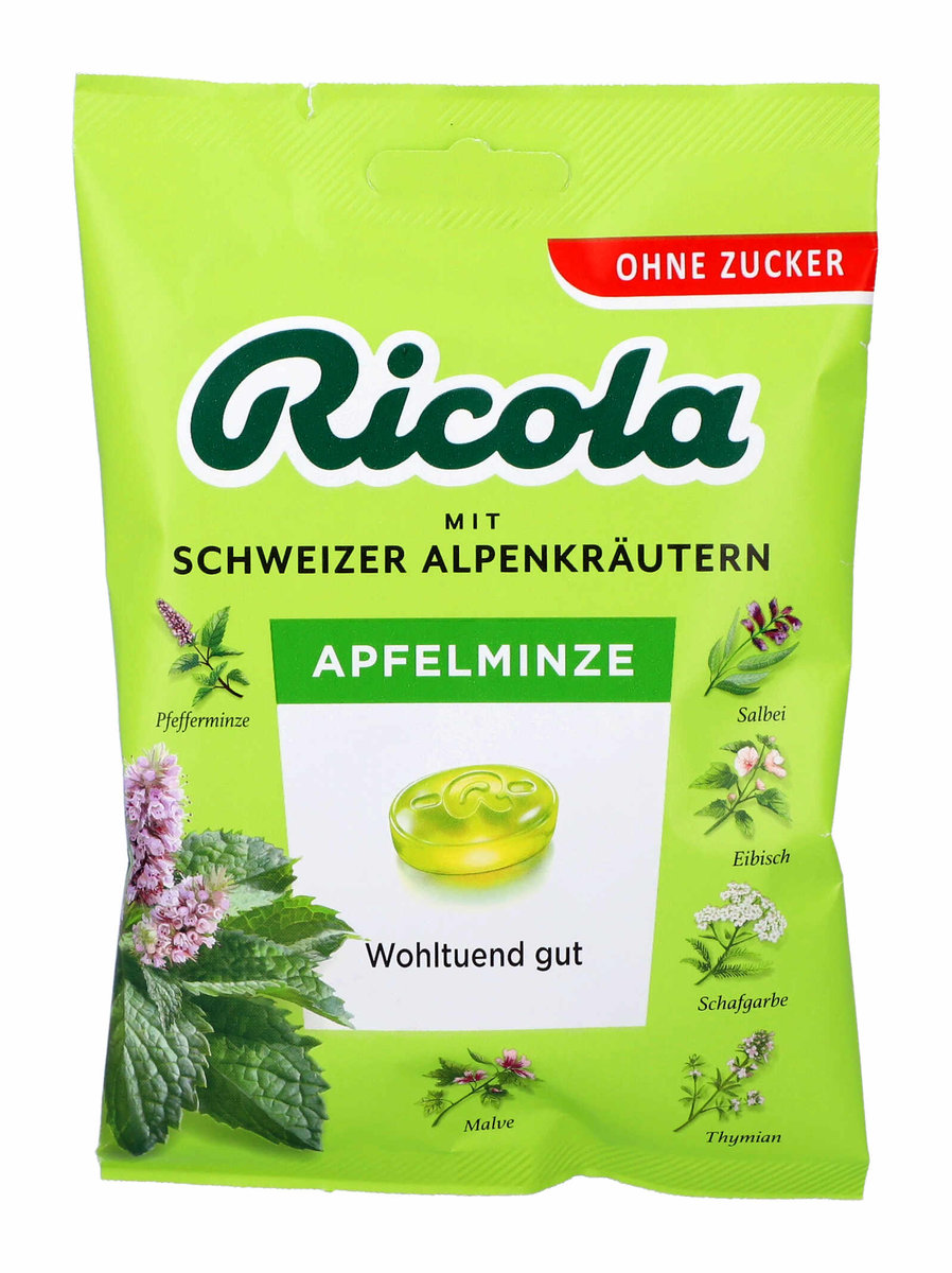 Ricola, cukierki ziołowe bez cukru, mięta jabłkowa, 75g