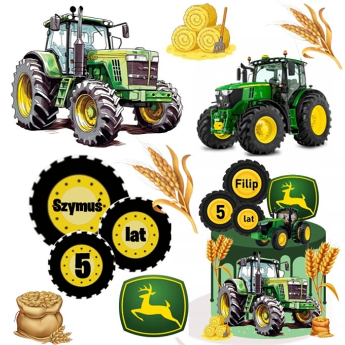 Wydruk na masie cukrowej WYDRUK CUKROWY TRAKTORY JOHN DEERE imię wiek