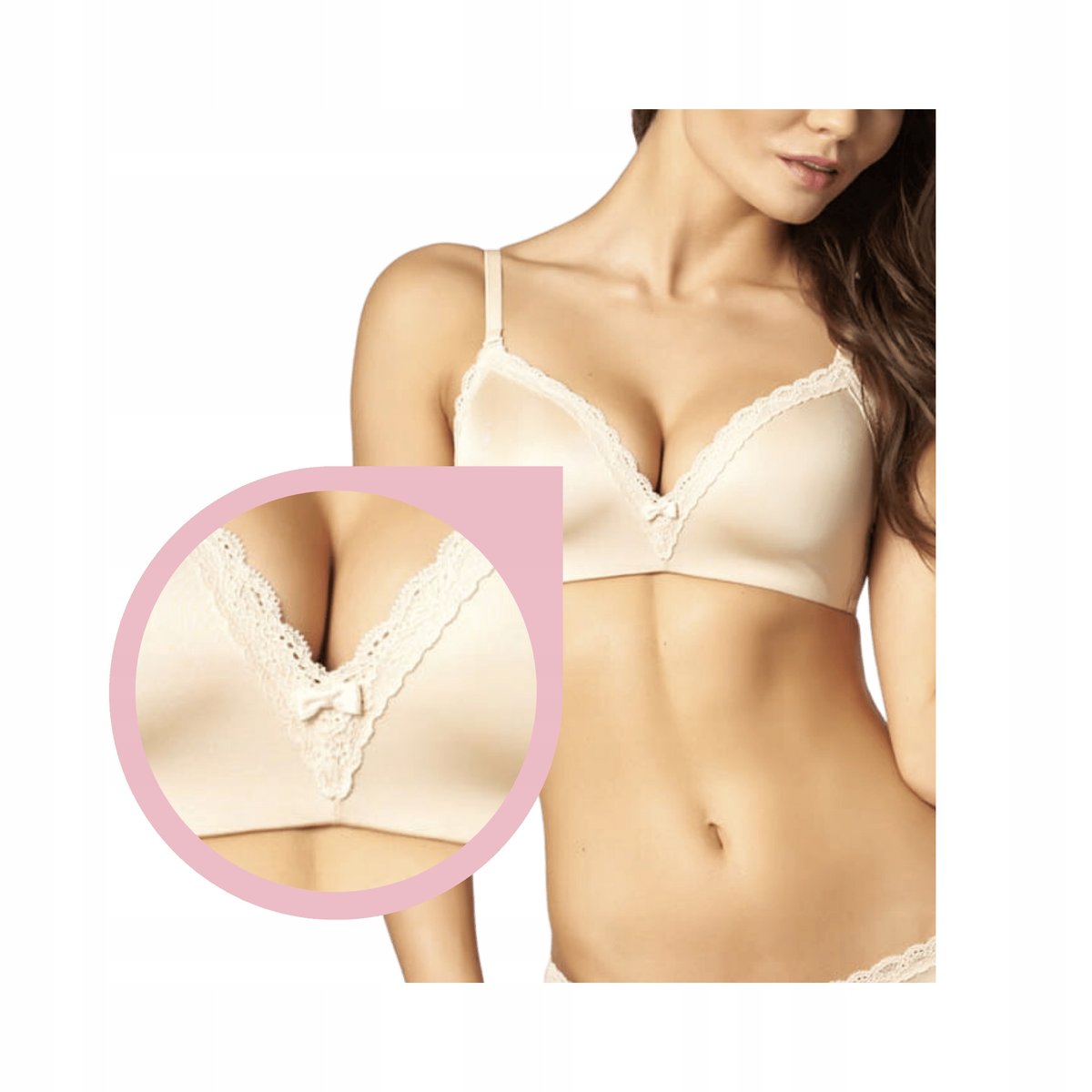 Agio DB-9174 biustonosz gładki beżowy bez fiszbin wygodny 70F