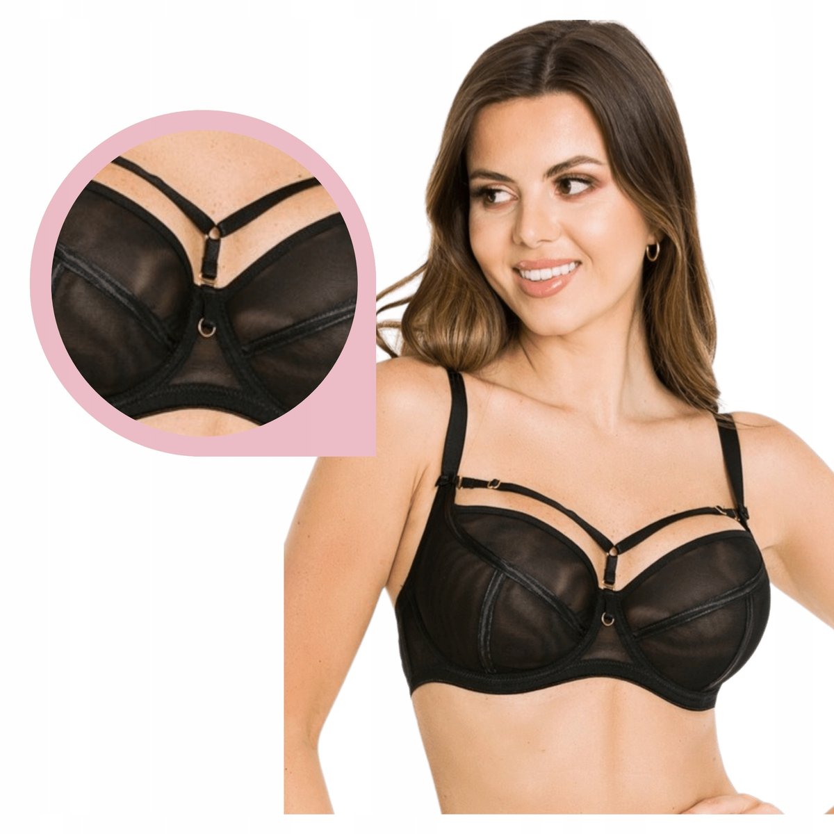 Biustonosz MEDIOLANO Naked Soft 19064 czarny stanik soft paseczki - 65F