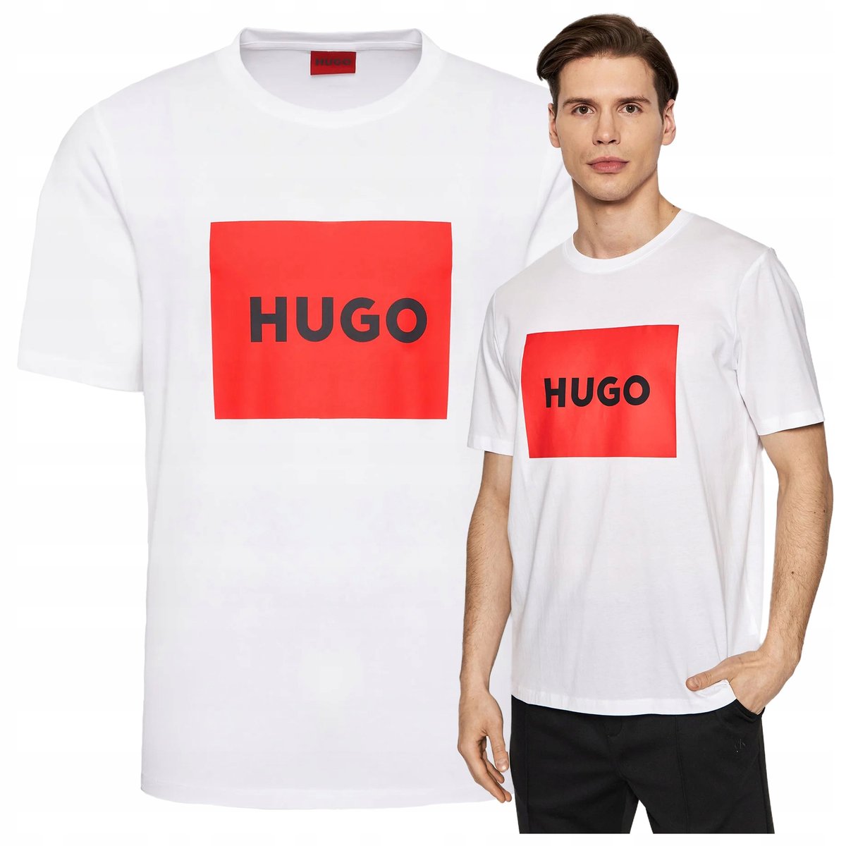 biala koszulka meska hugo boss tshirt meski hugo boss duże logo hugo boss tshirt meski biały duże logo r.S