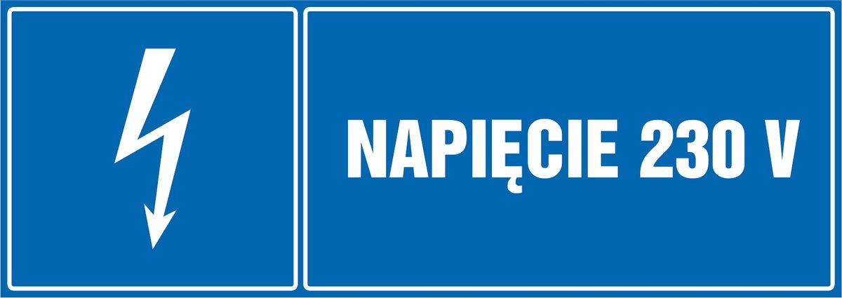 Tabliczka: Napięcie 230 V 21x60cm PCV 3mm