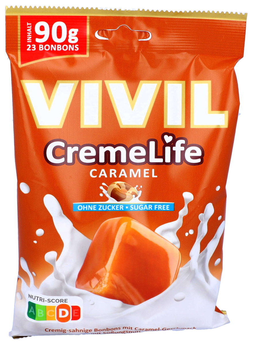 Vivil, cukierki bez cukru, karmelowe Caramel Cremelife, 90g