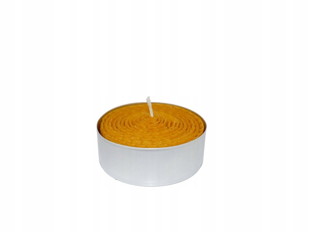 Tealight podgrzewacz duży z węzy pszczelej w blaszce bezpieczny naturalny