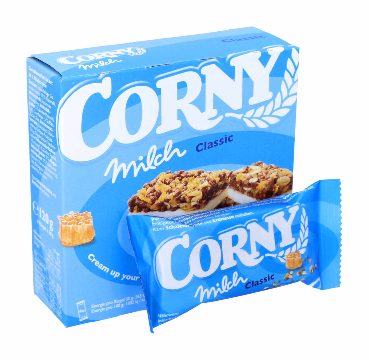 Corny, baton zbożowy, mleczny, 4 sztuki