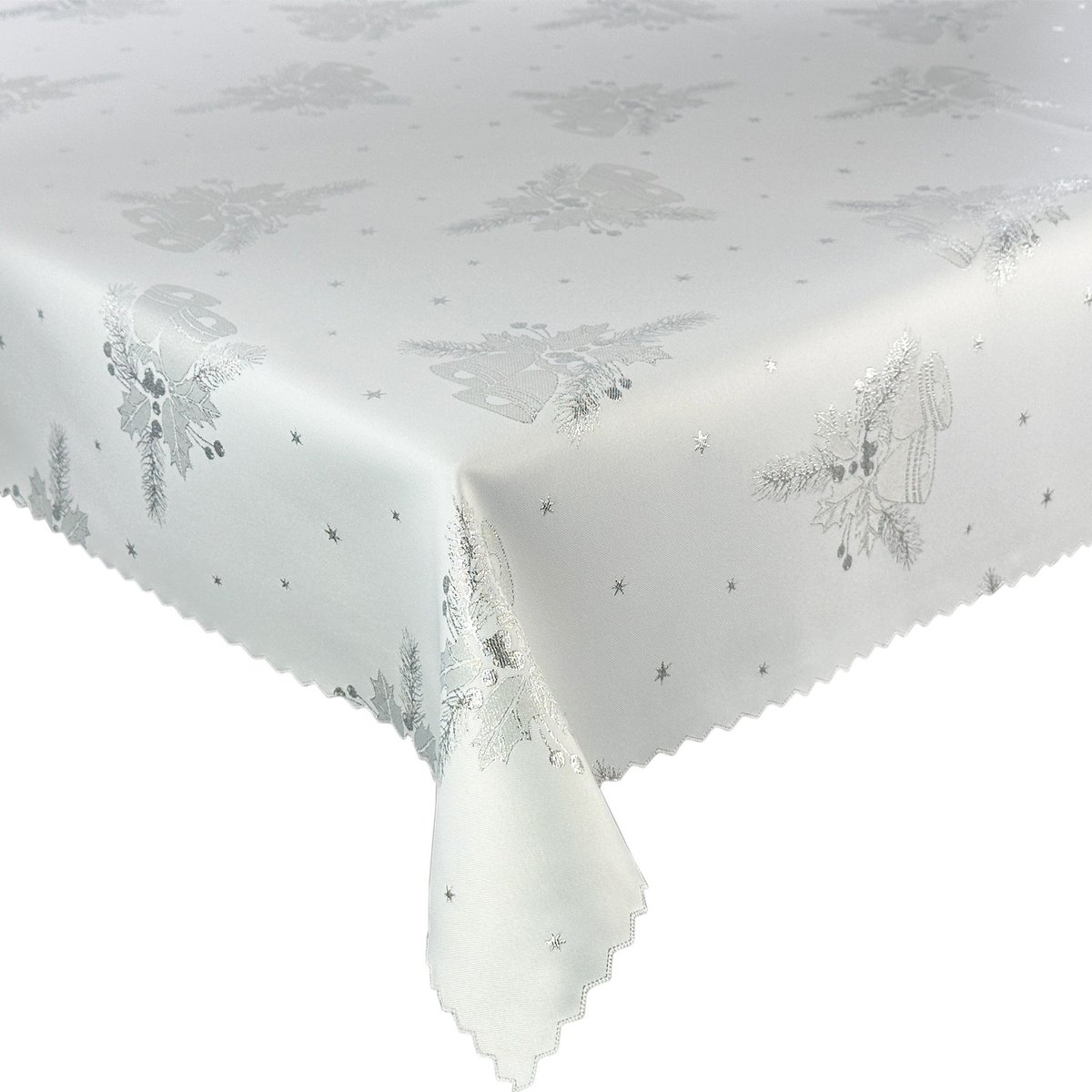 Dwustronny Obrus Plamoodporny Świąteczny Dzwonki Srebrne-130x280 cm