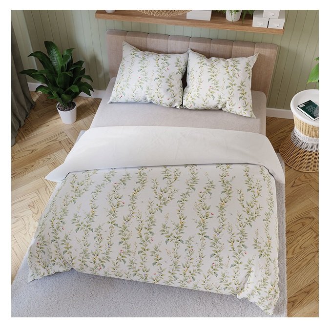 Pościel satynowa 160x200 Rima liście