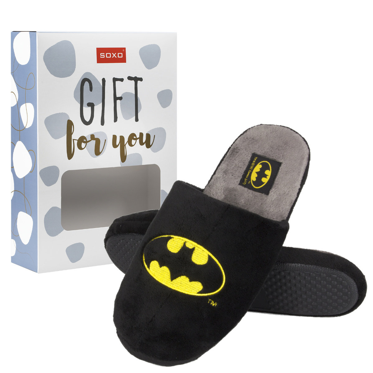 Kapcie męskie SOXO BATMAN DC Comics z twardą podeszwą TPR w pudełku prezentowym - 43–44
