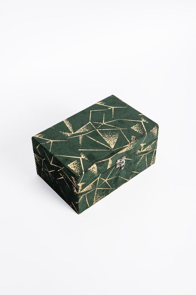 Szkatułka na biżuterię welur Zielona 20,5x11x9,5cm