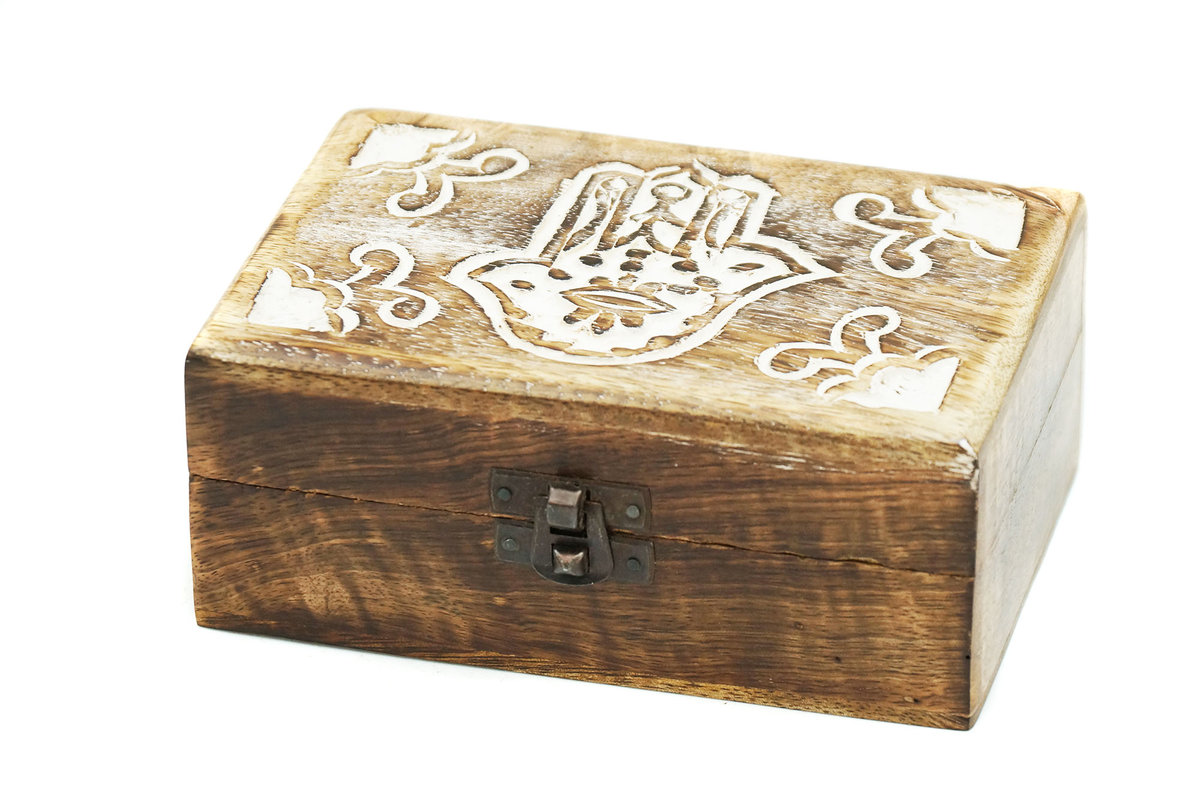 Szkatułka Drewniana Dłoń Fatimy Unikalny Prezent Pudełko Pod Choinkę