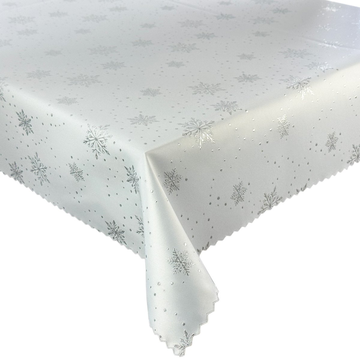 Dwustronny Obrus Plamoodporny Świąteczny Śnieg II Srebrny-160x240 cm