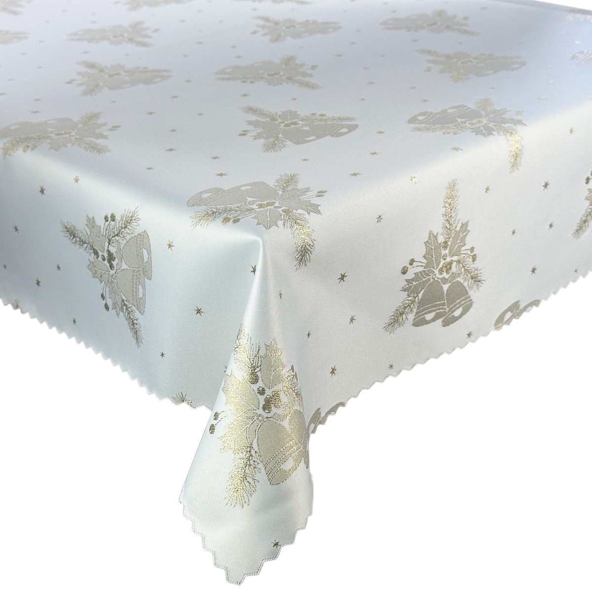 Dwustronny Obrus Plamoodporny Świąteczny Dzwonki Złote-130x220 cm