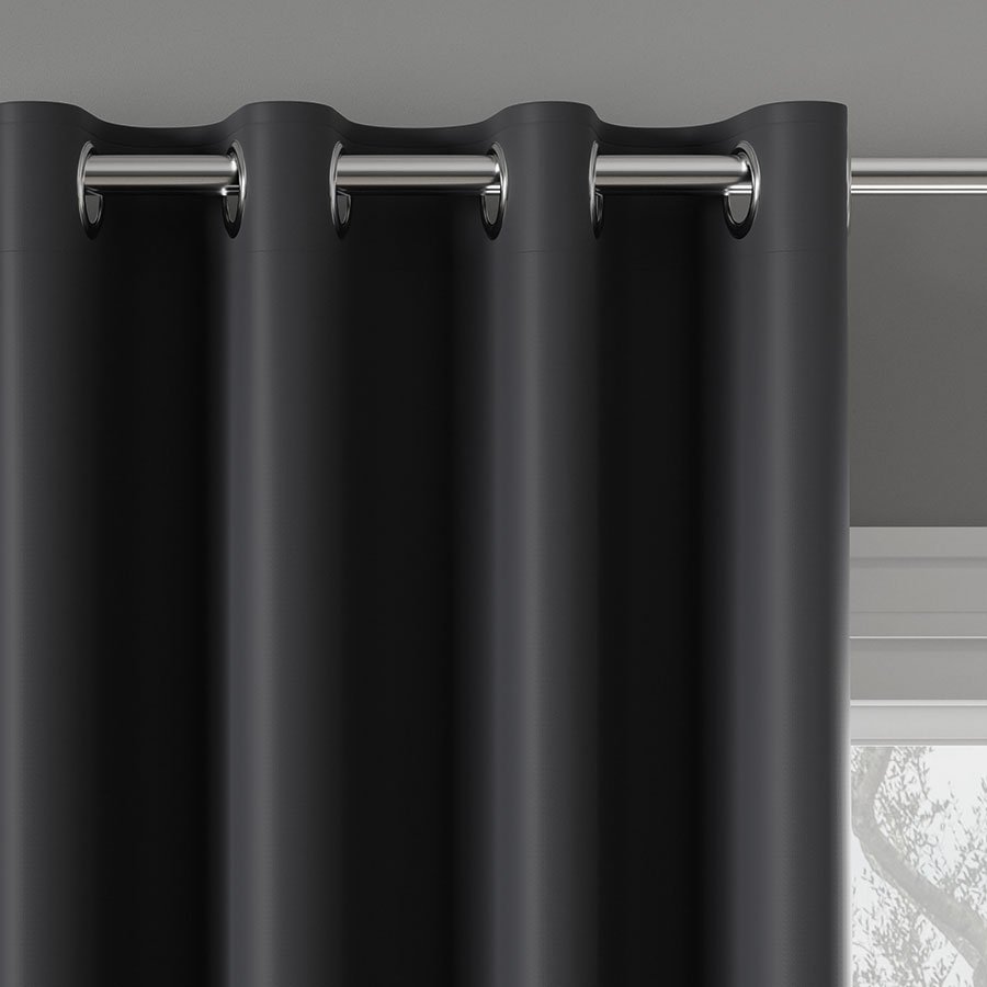 Gotowa zasłona blackout na przelotkach, 85% zaciemniająca, kolor ciemny szary, rozmiar: 140x250 cm