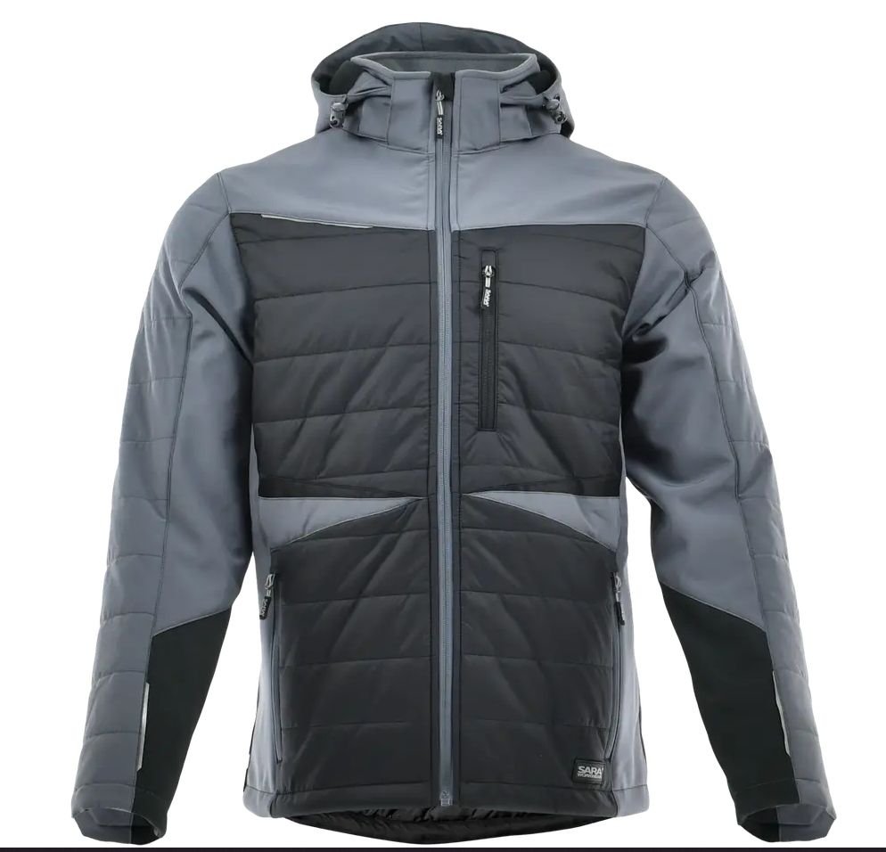 Hybrydowa kurtka robocza męska zimowa softshell ocieplana - Comfort Winter SARA M czarno/szary
