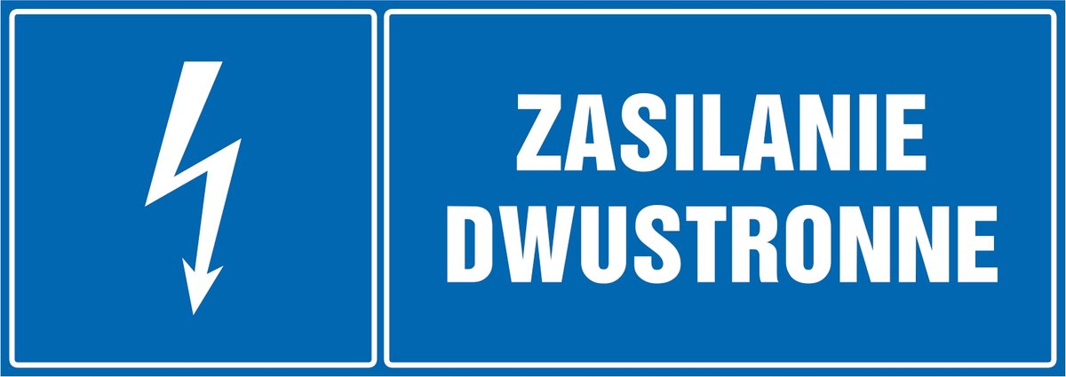 Naklejka pozioma: Zasilanie dwustronne 21x60cm