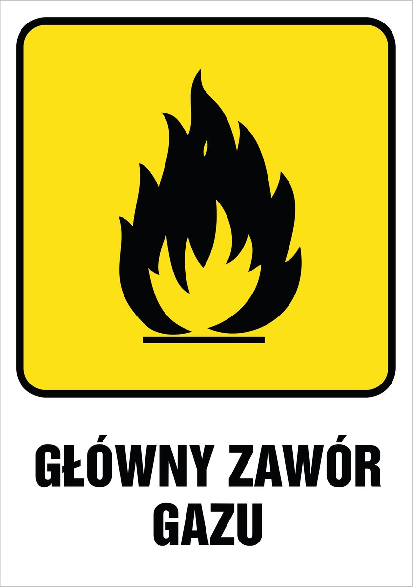 Tabliczka: Główny zawór gazu 30x42cm PCV 3mm