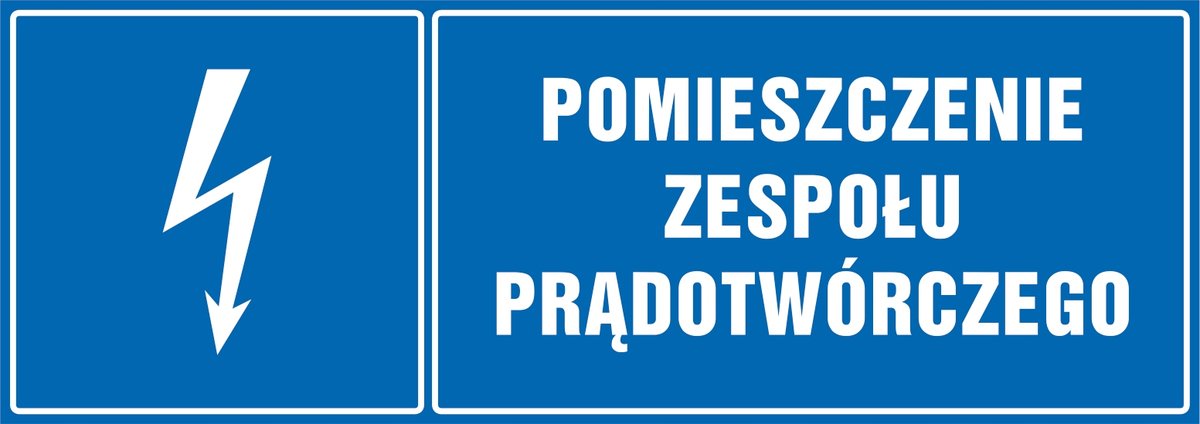Tabliczka: Pomieszczenie zespołu prądotwórczego 15x42cm PCV 1mm