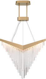 ŻYRANDOL VIVIEN w kształcie litery V, z matowo złotym detalem i akrylowymi rurkami, nowoczesny design