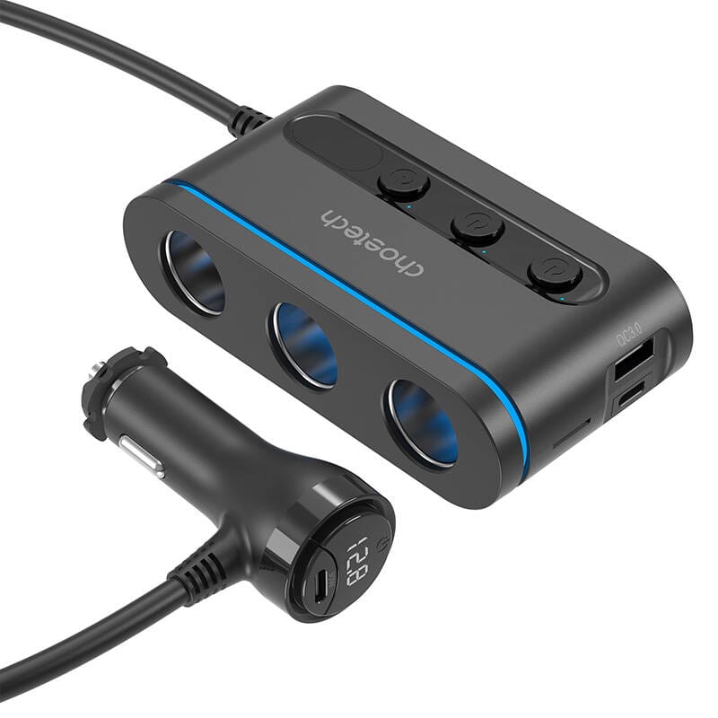 Ładowarka Choetech Ładowarka Choetech TC0021 samochodowa 2x USB-C PD 1x USB-A QC 3x gniazdo zapalniczki - czarna