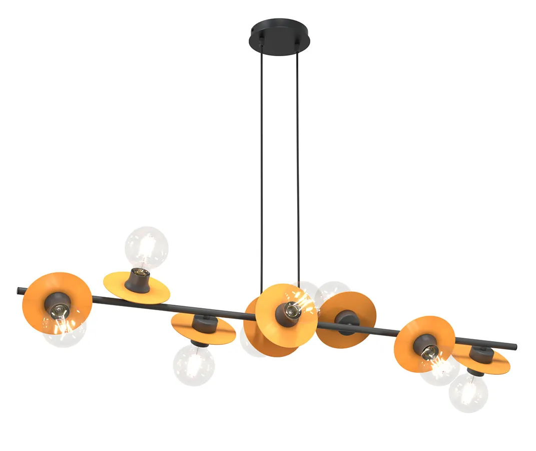 Czarno-pomarańczowa regulowana lampa wisząca - D160 H9-Z07