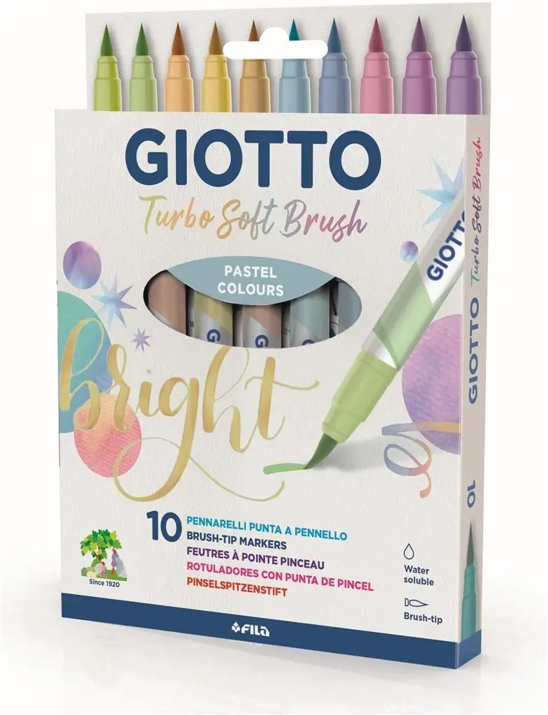 Pisaki Turbo Soft Brush pastel 10 kolorów - Giotto